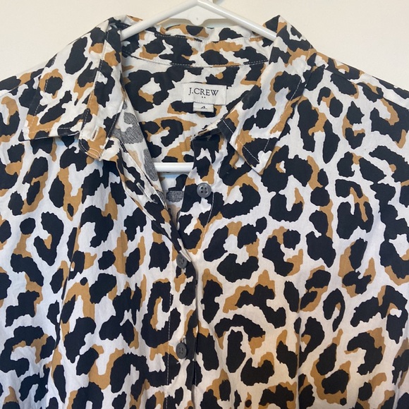 J Crew dress, Leopard print button down with tie waist, size 4 - Picture 4 of 7